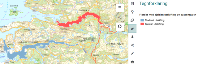 kart med farge på fjordar og teiknforklaring + url til nettstad