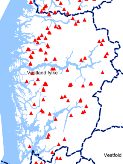 enkelt kart med raude trekantar + url ti nettstad